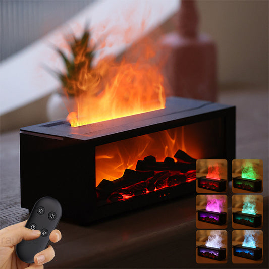 Nouvelle machine d'aromathérapie à flamme Diffuseur d'huiles essentielles colorées pour la maison Grand volume de brouillard Humidificateur à flamme Machine de cheminée à flamme 3D